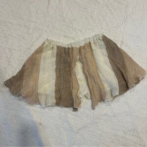 Striped Linen Mini Skirt with Shorts Boho Fairy Coquette Festival Natural Fibers